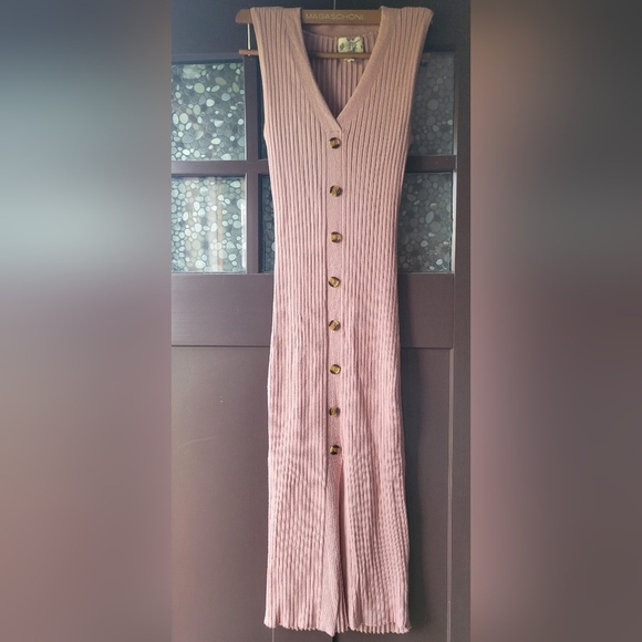 Hippie Rose Pink Button Down Stretchy Sleeveless Body Con Dress Sz Small - Picture 2 of 8